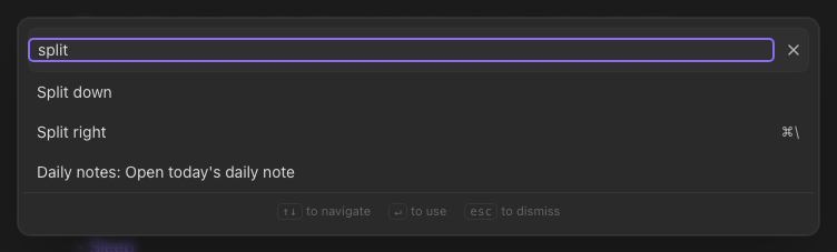 The command palette, filtered.