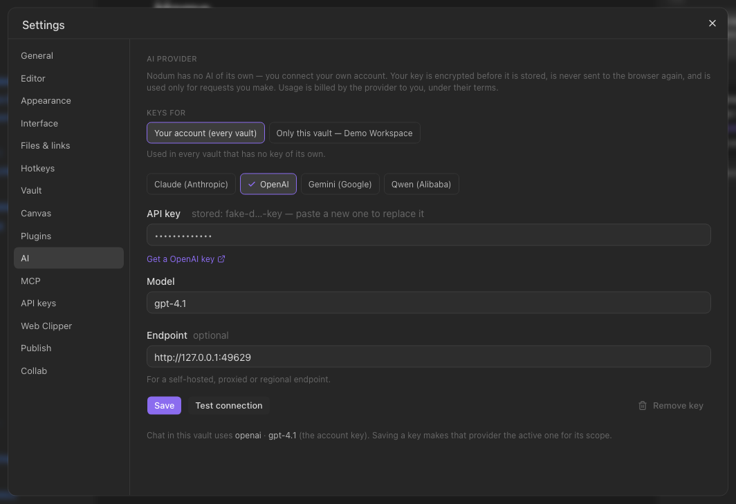 Settings → AI.