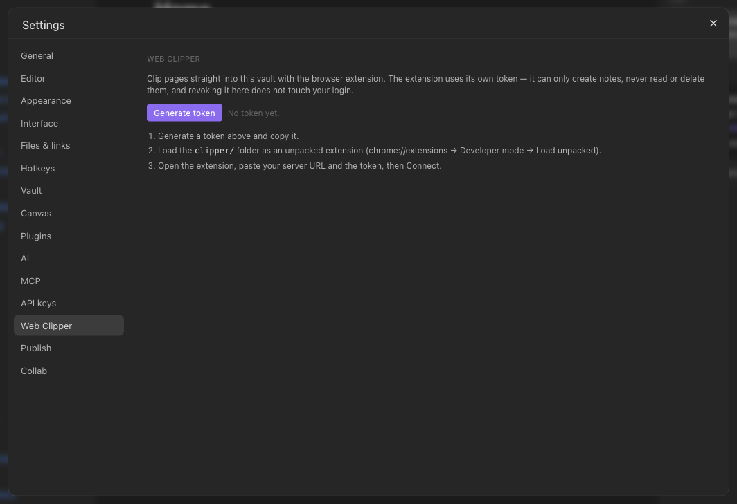 Settings → Web Clipper.